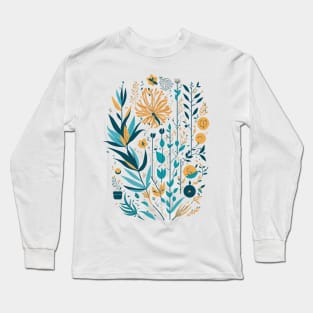 Bohemian Style Floral Shapes Long Sleeve T-Shirt